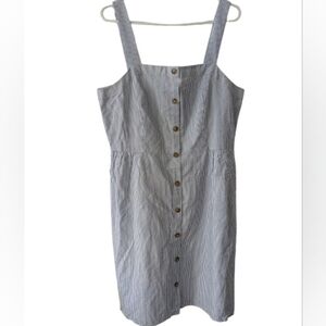 🔥$10 Bundled🔥J. Crew Blue & White Pinstripe Cotton Button Down Dress Size 12